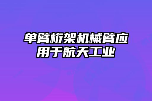 單臂桁架機械臂應(yīng)用于航天工業(yè)