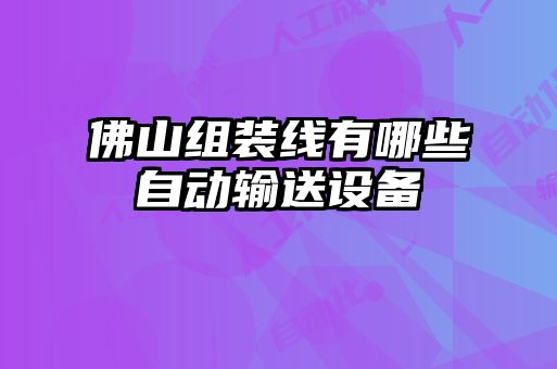 佛山組裝線有哪些自動輸送設備