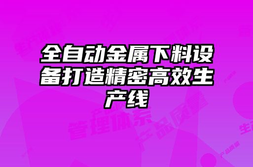 全自動金屬下料設備打造精密高效生產(chǎn)線