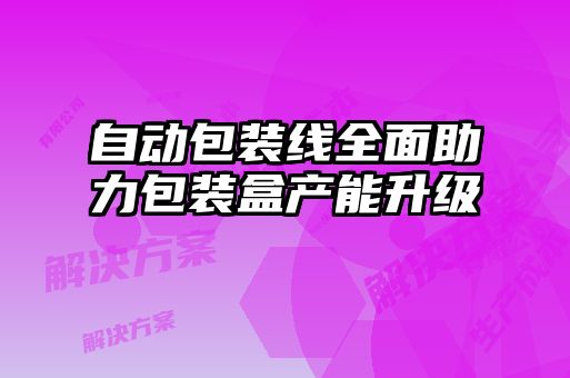 自動包裝線全面助力包裝盒產(chǎn)能升級