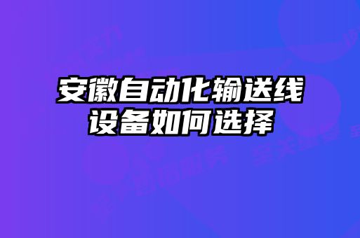 安徽自動(dòng)化輸送線設(shè)備如何選擇