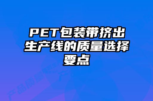 PET包裝帶擠出生產(chǎn)線的質(zhì)量選擇要點
