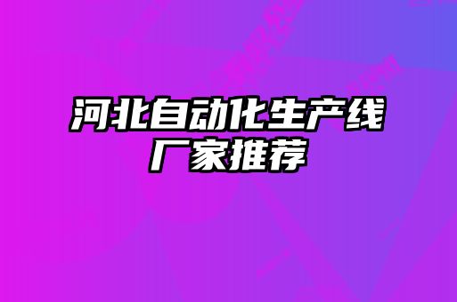 河北自動化生產(chǎn)線廠家推薦