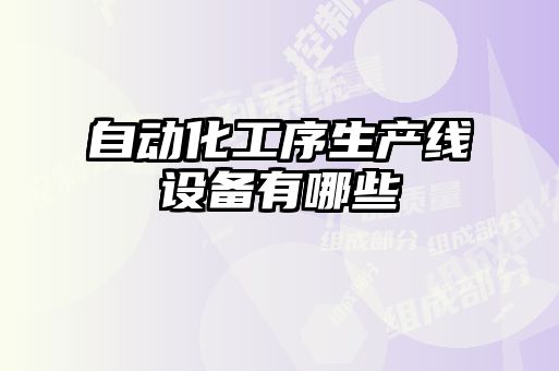 自動化工序生產(chǎn)線設(shè)備有哪些