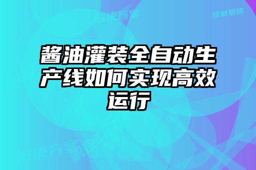 醬油灌裝全自動生產(chǎn)線如何實現(xiàn)高效運行